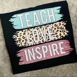 Teach Love Inspire Teacher vneck Small Shirt